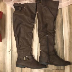 Brown knee high flat boots